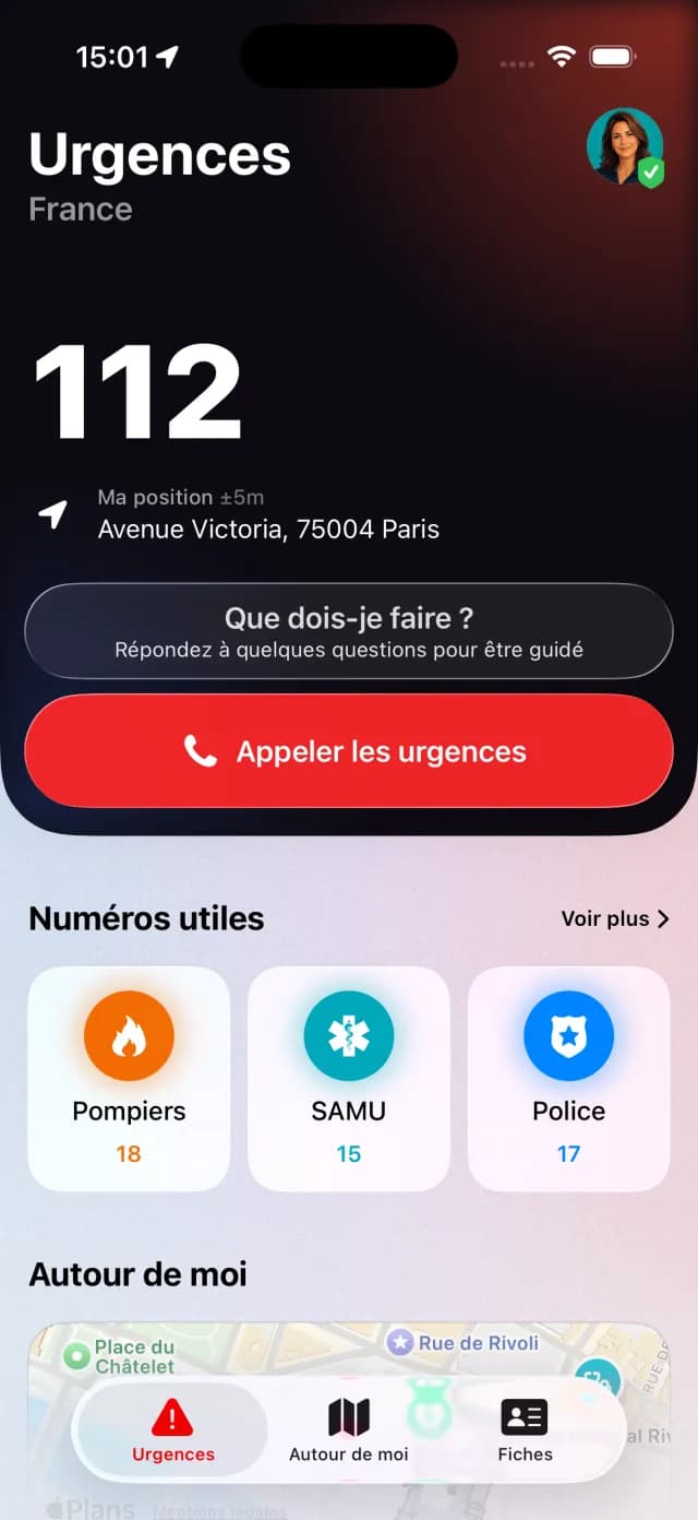 Capture de l'application Urgences