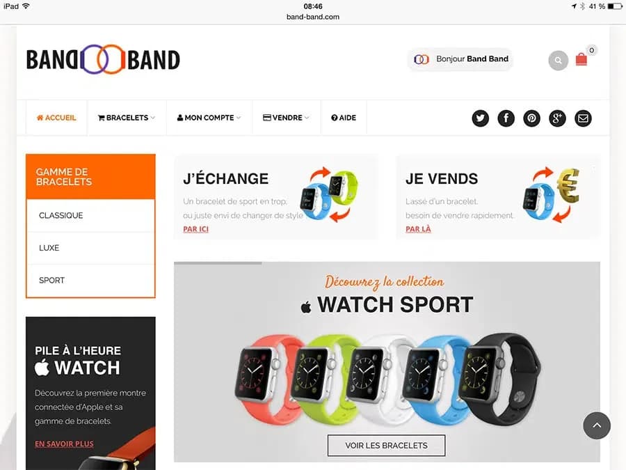 First version of the Band-Band website in 2015, designed to exchange straps