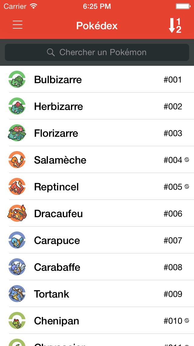 Pokédex sur iPhone — capture 1